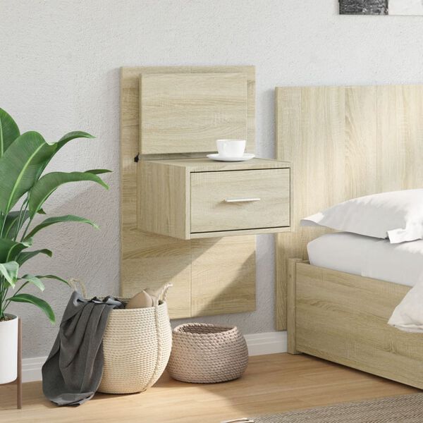 vidaXL Wall-mounted Bedside Cabinet Sonoma Oak Engineered wood Medium