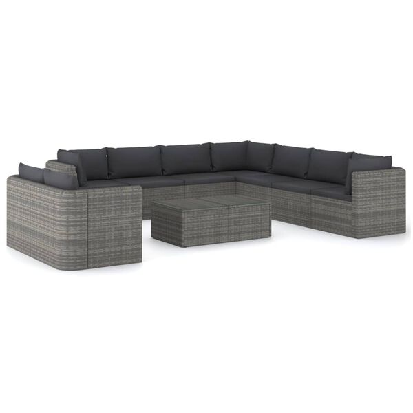vidaXL Garden Lounge Set Poly Rattan Grey