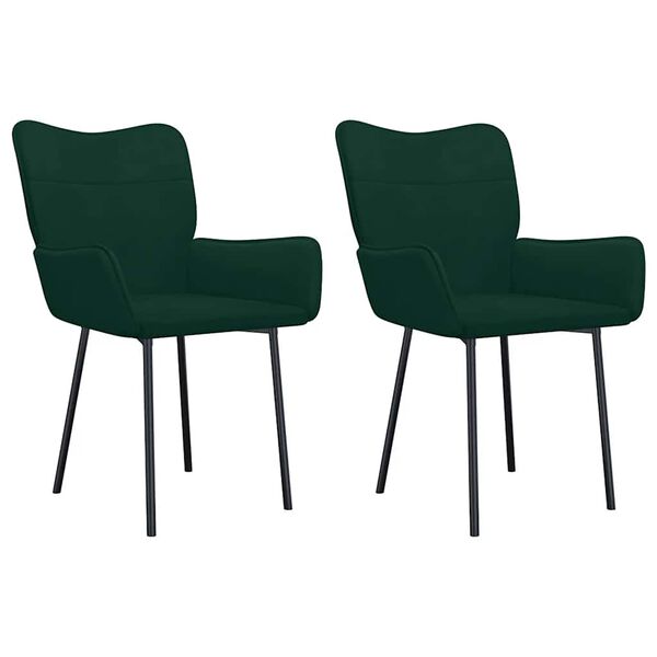 vidaXL Dining Chairs 2 pcs Dark Green Velvet