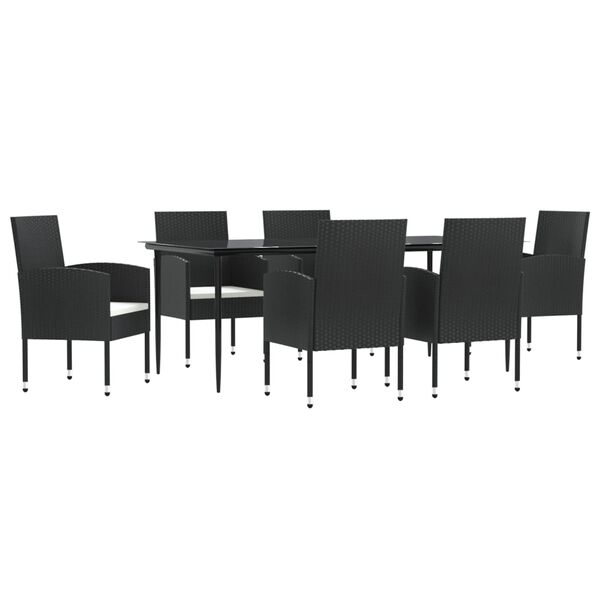 vidaXL Garden Dining Set Black, Cream White