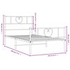 vidaXL Bed Frame White Powder-Coated Steel Twin Bed Frame Rectangular