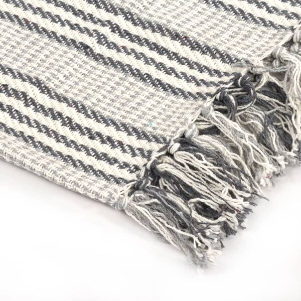vidaXL Throw Grey and white 100% cotton 63.0 x 82.7 in Throw Blanket
