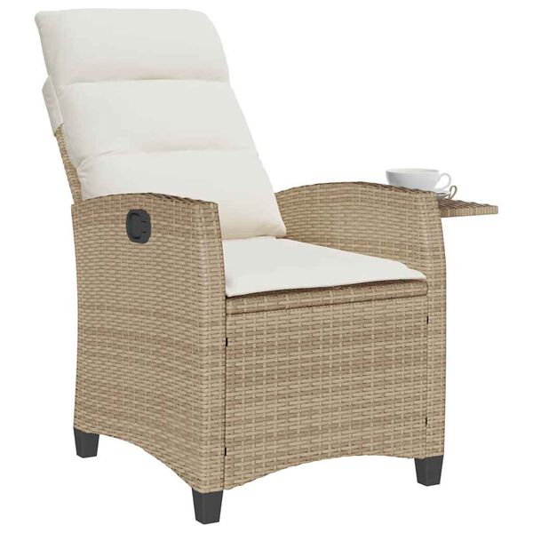 vidaXL Reclining Garden Chair Beige PE rattan Standard