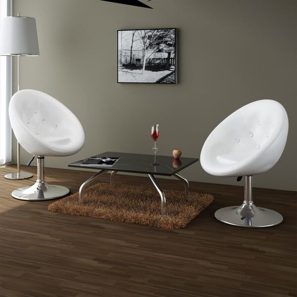 vidaXL Bar Stool Set of 2 White Faux Leather, Steel Medium