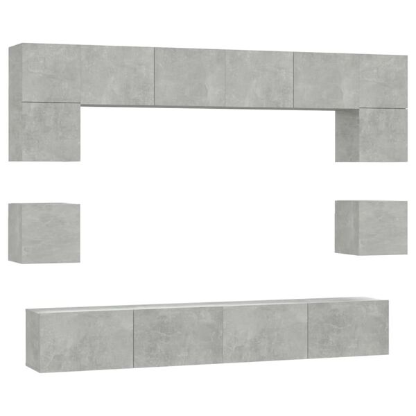 vidaXL TV Cabinet Set 8 Pieces Concrete Grey Engineered Wood