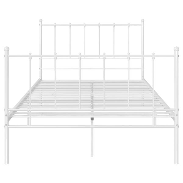 vidaXL Bed Frame without Mattress White Metal 120 x 78.7 "