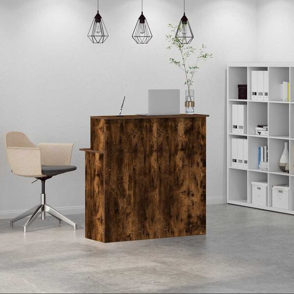 vidaXL Reception Desk Smoked oak Engineered wood 39.4x19.7x40.7 in