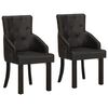 vidaXL Chair Set of 2 Black Real goat leather, Acacia wood Standard