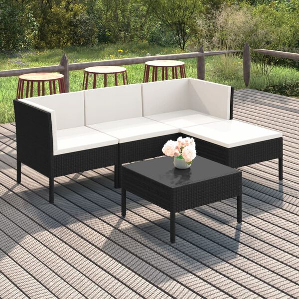 vidaXL Garden Lounge Set Black, Cream White