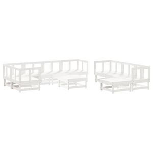 vidaXL Garden Lounge Set White Solid Pine Wood Large Modular