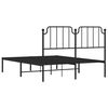 vidaXL Bed Frame Black Steel Double Bed Frame Rectangular Double Bed