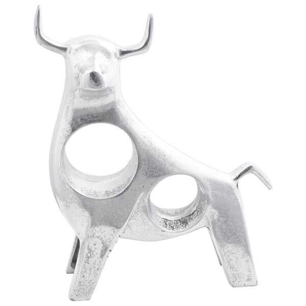 vidaXL Bull Sculpture Silver 22 x 9.5 x 34 cm Aluminium