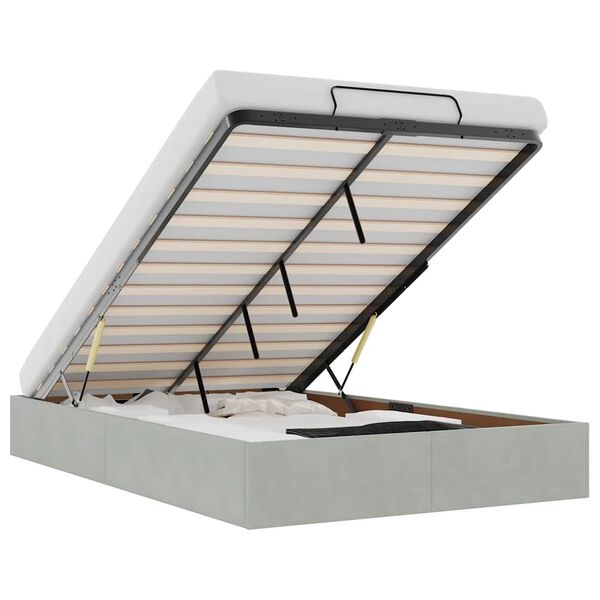 vidaXL Ottoman Bed Frame Light Grey Velvet Double Ottoman Bed Frame