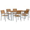 vidaXL Garden Dining Set 7 pcs Gray and brown solid acacia wood