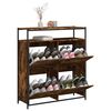 vidaXL Shoe Cabinet Smoked Oak Engineered Wood 39.4 x 13.4 x 44.1 in