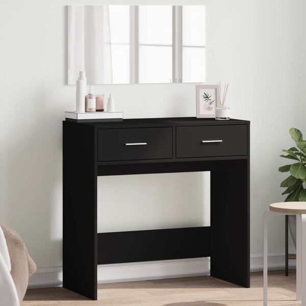 vidaXL Dressing Table Black Engineered wood, glass