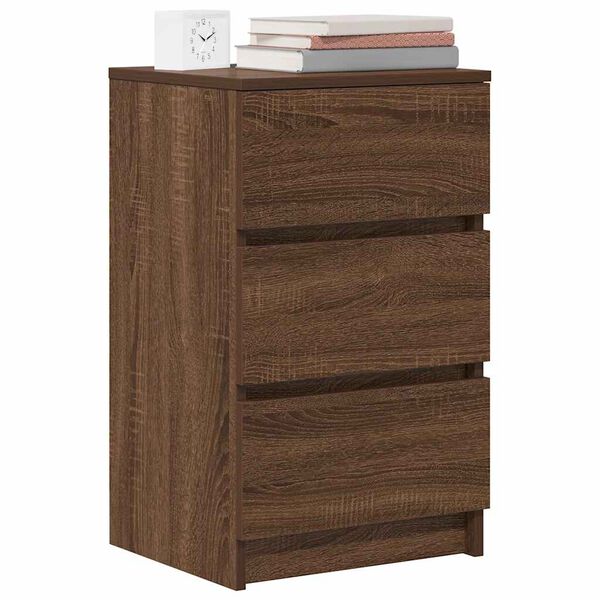 vidaXL Bedside Cabinet Brown Oak Engineered wood Medium Bedside Cabinet