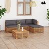 vidaXL 5 Piece Patio Lounge Set with Dark Gray Cushion Solid Teak Wood