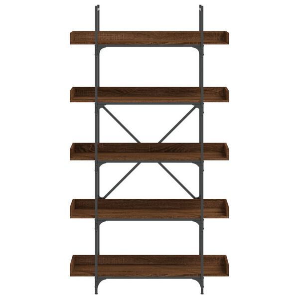 vidaXL Bookcase Brown oak Engineered wood, metal Medium Adjustable Feet