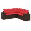 vidaXL 5 Piece Garden Sofa Set with Cushions Brown Poly Rattan