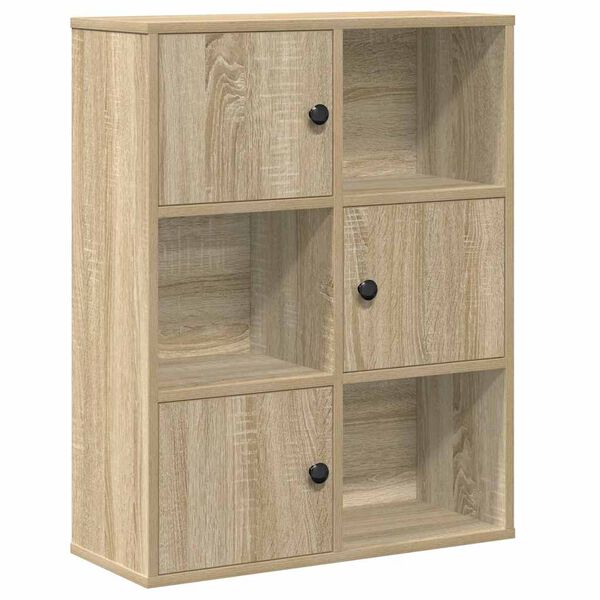 vidaXL Bookcase Sonoma Oak Engineered Wood Medium Bookcase Rectangular