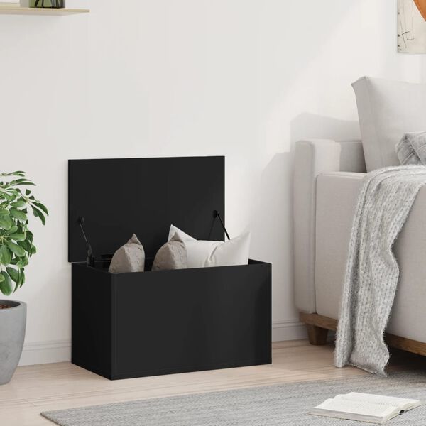 vidaXL Storage Box Black Engineered Wood Medium Storage Box