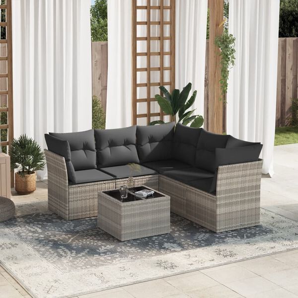 vidaXL Garden Sofa Set Light grey Poly Rattan Large Modular