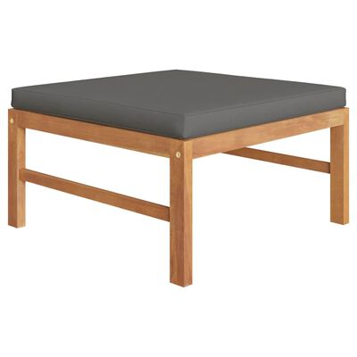 vidaXL 3 Piece Patio Lounge Set with Dark Gray Cushions Teak Wood
