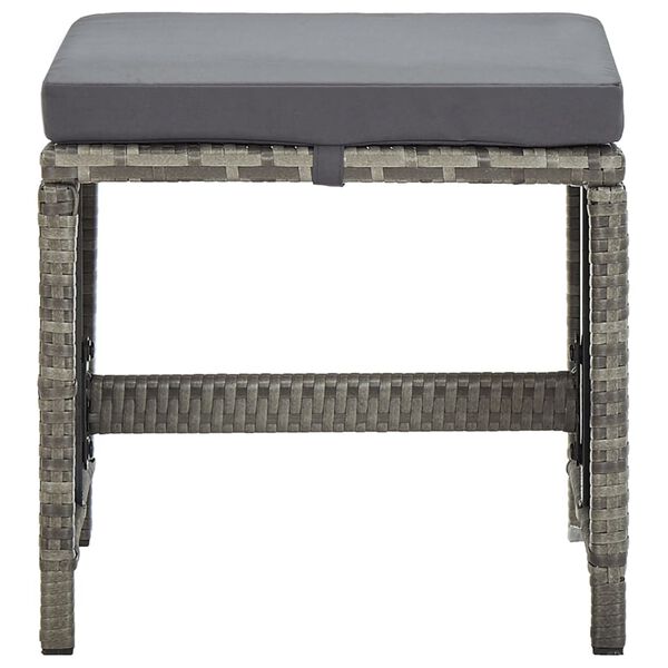 vidaXL Garden Stool Set of 4 Grey PE rattan Medium Durable