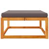 vidaXL Garden Footstool Grey Cushion, Natural Wood