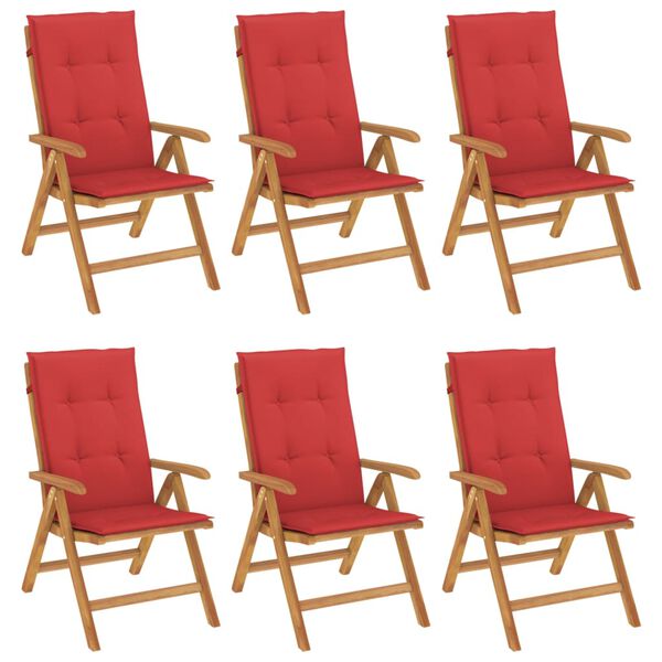 vidaXL Reclining Patio Chair Set of 6 Teak Wood