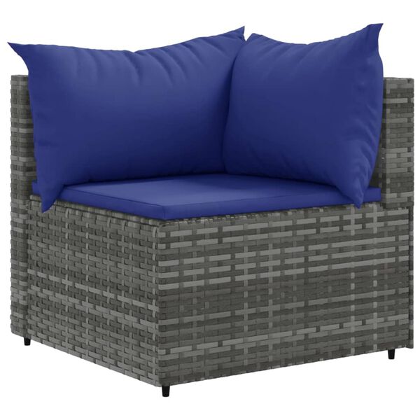 vidaXL Patio Lounge Set Gray PE rattan, powder-coated steel Large
