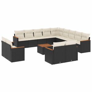 vidaXL Garden Sofa Set Black and Cream White