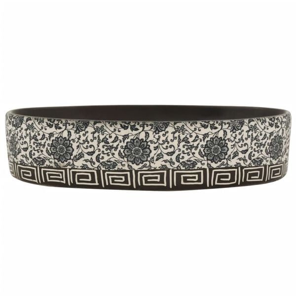 vidaXL Countertop Basin Black and Blue Oval 22.2x14.4x5.3" Ceramic