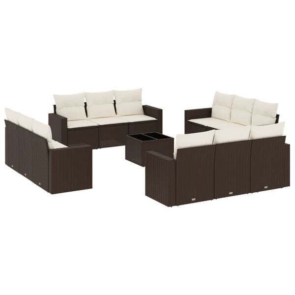 vidaXL Garden Sofa Set Brown, Cream White