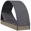 vidaXL Sunbed with Round Roof Grey 83.1x22.4x55.1" Poly Rattan
