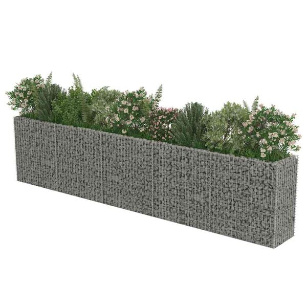 vidaXL Gabion Raised Bed Silver Galvanized Steel 177.2x19.7x39.4 in