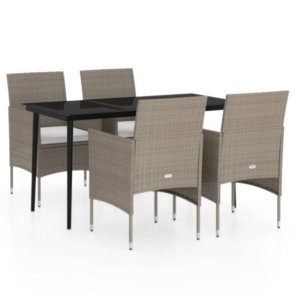 vidaXL Garden Dining Set Beige PE rattan 5 Piece