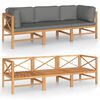 vidaXL 3-seater Garden Sofa Grey Teak Wood, 100% Polyester Large
