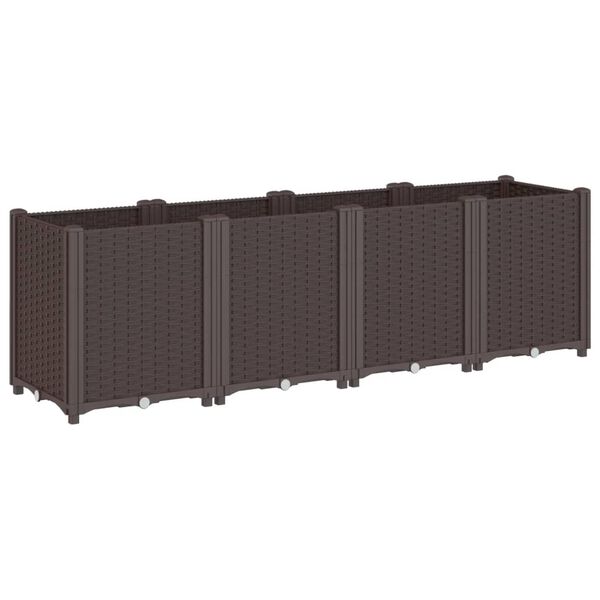 vidaXL Garden Planter Brown Polypropylene 63 x 15.7 x 20.9 in Modular