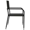 vidaXL Garden Dining Set Black Poly Rattan Medium Stackable