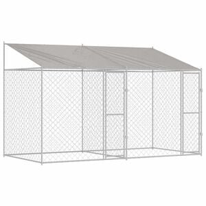 vidaXL Dog Cage with Roof Silver 157.48 x 78.74 x 101.57 in