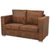 vidaXL 2-seater Sofa Brown Artificial Suede Leather Medium