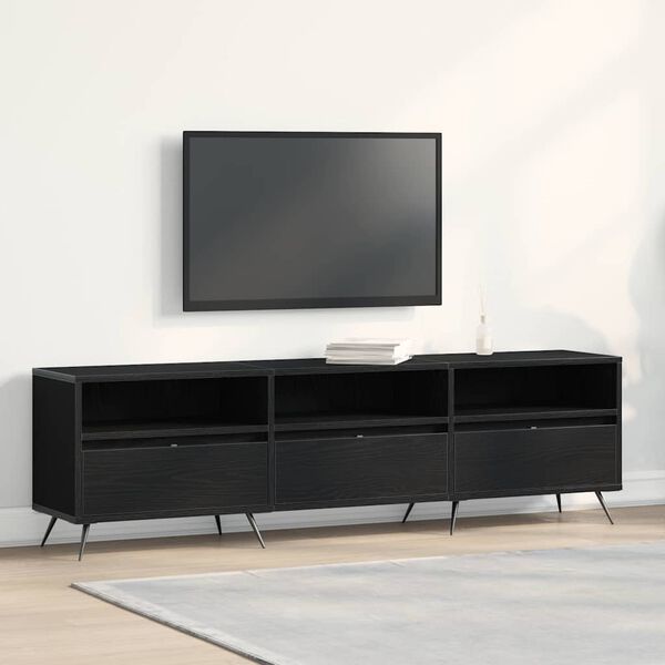 vidaXL TV Cabinet Black oak 59.06 x 11.81 x 17.52 in Engineered wood