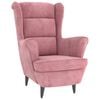 vidaXL Armchair Pink Velvet (100% polyester), plywood Medium Armchair
