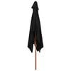 vidaXL Garden Umbrella Black Polyester cover, Bamboo pole, Hardwood ribs