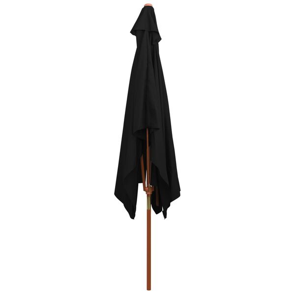 vidaXL Garden Umbrella Black Polyester cover, Bamboo pole, Hardwood ribs
