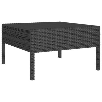 Rectangular dark wicker coffee table with woven pattern, no cushions.