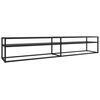 vidaXL TV Cabinet Black Tempered glass, powder-coated steel Large