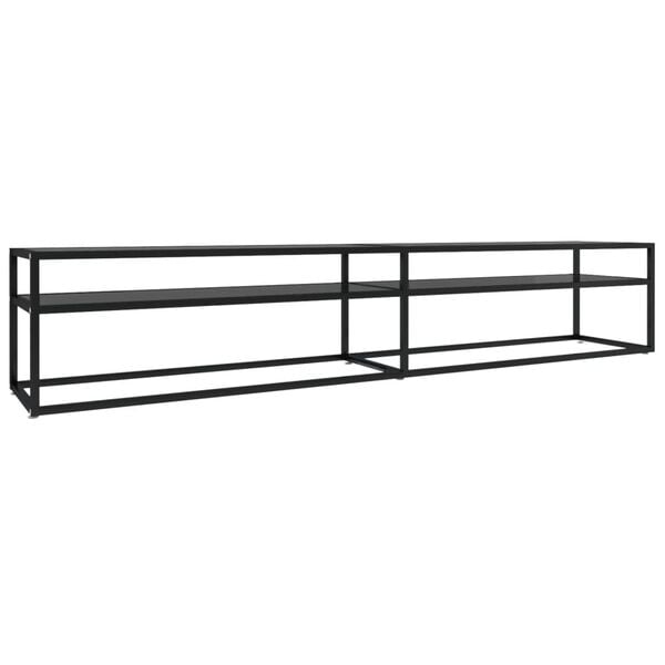 vidaXL TV Cabinet Black Tempered glass, powder-coated steel Large
